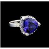 GIA Cert 8.52 ctw Tanzanite and Diamond Ring - 14KT White Gold
