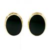 Image 1 : Vintage 14kt Yellow Gold Bezel Set Oval Black Onyx Button Screw-On Earrings