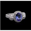 1.75 ctw Tanzanite and Diamond Ring - 14KT White Gold