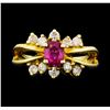 Image 2 : 0.70 ctw Ruby and Diamond Ring - 14KT Yellow Gold