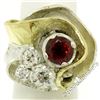 Image 1 : 18kt Yellow Gold and Sterling Silver 2.73 ctw Garnet and Diamond Cocktail Ring