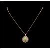 Image 2 : 6.53 ctw Opal and Diamond Pendant With Chain - 14KT Rose Gold