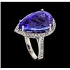 Image 4 : GIA Cert 14.31 ctw Tanzanite and Diamond Ring - 14KT White Gold