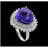 Image 4 : GIA Cert 12.12 ctw Tanzanite and Diamond Ring - 14KT White Gold