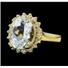 4.91 ctw Aquamarine and Diamond Ring - 14KT Yellow Gold