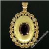 Image 3 : Vintage 18kt Yellow Rose and White Gold 3.42 ctw Oval Garnet Solitaire Etched Fl