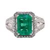 Image 1 : 4.04 ctw Emerald and Diamond Ring - 14KT White Gold