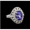 Image 1 : 5.00 ctw Tanzanite and Diamond Ring - 14KT White Gold