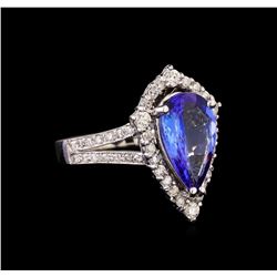 2.95 ctw Tanzanite and Diamond Ring - 14KT White Gold