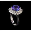 Image 4 : 4.85 ctw Tanzanite and Diamond Ring - 14KT White Gold