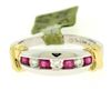 Image 4 : 14K White & Yellow Gold 0.47 ctw Top Quality Diamond & Ruby Channel Set Band Rin