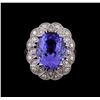 Image 2 : 8.58 ctw Tanzanite and Diamond Ring - 14KT White Gold