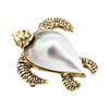 Image 1 : Mother of Pearl Turtle Pin - 14KT Yellow Gold