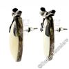 Image 3 : Vintage Sterling Silver Julia Booth Ribbon and Oval White Bone Button Earrings