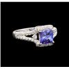 Image 1 : 14KT White Gold 1.44 ctw Tanzanite and Diamond Ring