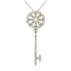 Image 2 : 14K White Gold .45 ctw Round Brilliant Diamond Wheel Key Pendant & 16" Chain