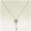 Image 4 : 14K White Gold .45 ctw Round Brilliant Diamond Wheel Key Pendant & 16" Chain