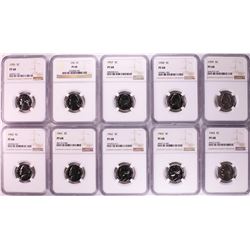 Set of 1955-1964 Proof Jefferson Nickel Coins NGC PF68