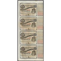 Uncut Sheet of (4) State of Louisiana Baby Bond Obsolete Notes