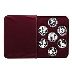 Rarities Mint Disney Around the World Rare (7)pc Set 1oz .999 Pure Silver w/Box & COA