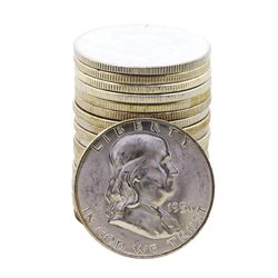 Roll of (20) Brilliant Uncirculated 1956 Franklin Half Dollar Coins
