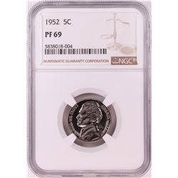 1952 Proof Jefferson Nickel Coin NGC PF69
