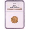 Image 1 : 1893 $5 Liberty Head Half Eagle Gold Coin NGC MS61