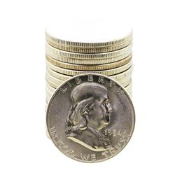 Roll of (20) Brilliant Uncirculated 1954 Franklin Half Dollar Coins