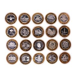 Mixed Lot of (20) .999 Silver Casino $10 Limited Edition Gaming Tokens