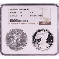 2019 $1 American Silver Eagle Coin Set NGC MS69/PF69 Ultra Cameo