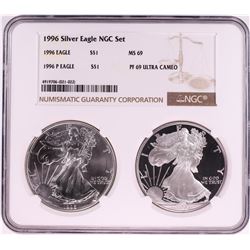 1996 $1 American Silver Eagle Coin Set NGC MS69/PF69 Ultra Cameo
