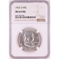 1962-D Franklin Half Dollar Coin NGC MS64FBL