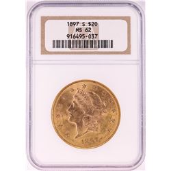 1897-S $20 Liberty Head Double Eagle Gold Coin NGC MS62