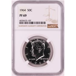 1964 Proof Kennedy Half Dollar Coin NGC PF69