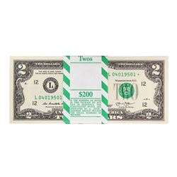 Pack of (100) Consecutive 2013 $2 Federal Reserve STAR Notes San Francisco