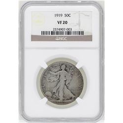 1919 Walking Liberty Half Dollar Coin NGC VF20