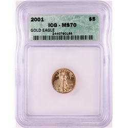 2001 $5 American Gold Eagle Coin ICG MS70
