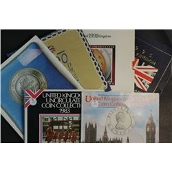 Great Britain Mint Sets 1982,83,88,90,91, 95 includes scarce Peace 2 pounds