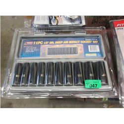 2 New 11 Piece Deep Drive Air impact Socket Sets