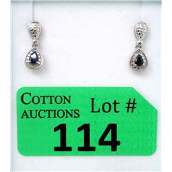 New Sapphire & Diamond Sterling Silver Earrings