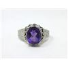 Image 1 : Amethyst & Diamond Sterling Silver Dinner Ring