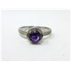 Image 1 : Sterling Silver Amethyst & Diamond Ring