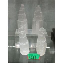 4 Selenite Crystal Healing Towers - Satin Spar