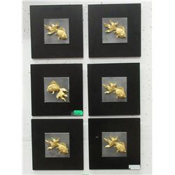 6 New 2D Gold Fish Wall Art - 12  x 12 