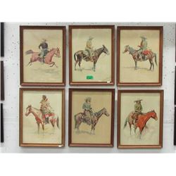 6 Wood Framed 1956 Frederic Remington Prints