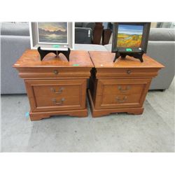 Two Solid Wood 3 Drawer Night Stands