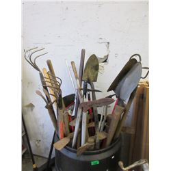 Large Barrel Full of Garden Tools