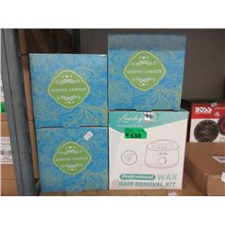 Wax Hair Removal Kit & 3 Cases of Scented Candles