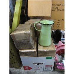 Case of 12 New Green Enameled Metal Vases