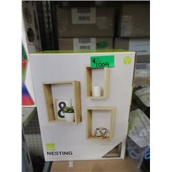 4 New Nesting Wall Shelf Sets - Pale Wood Finish